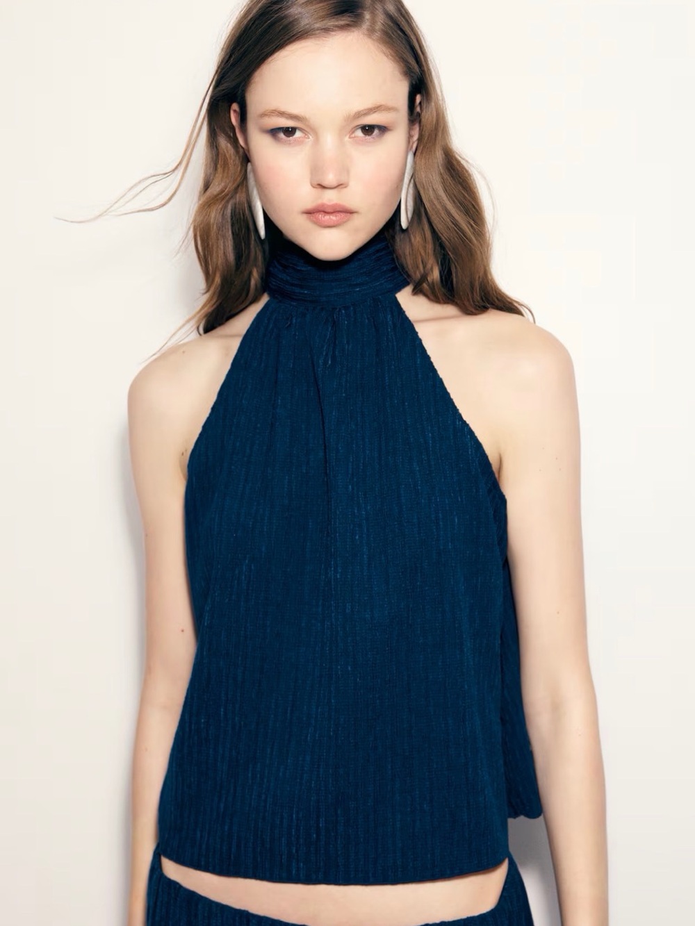 H&M Navy High-Neck Halter Top large